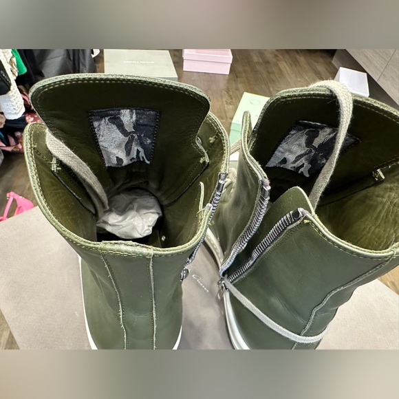 RICK OWENS Green Calfskin High Sneakers - Picture 6 of 10